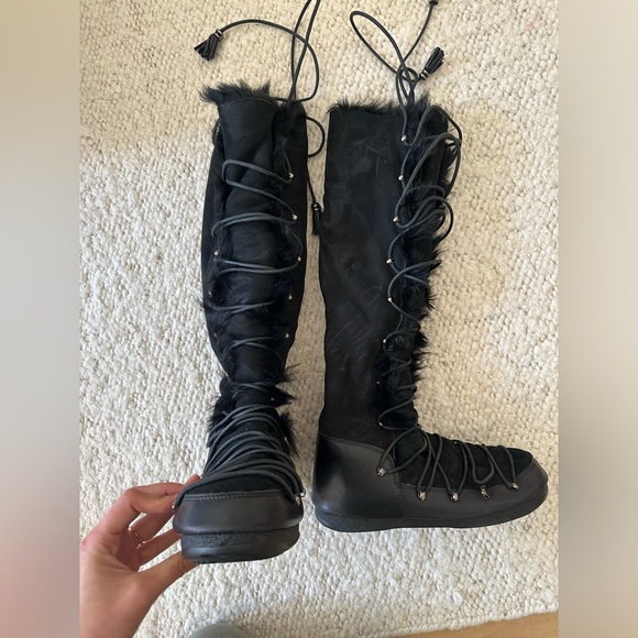 Emilio Pucci Black Shearling Winter Boots (EU 39, EUC) - Picture 1 of 4